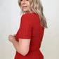 New Colors! - Fawnfit Basic Ribbed Fitted Tee with Built In Bra