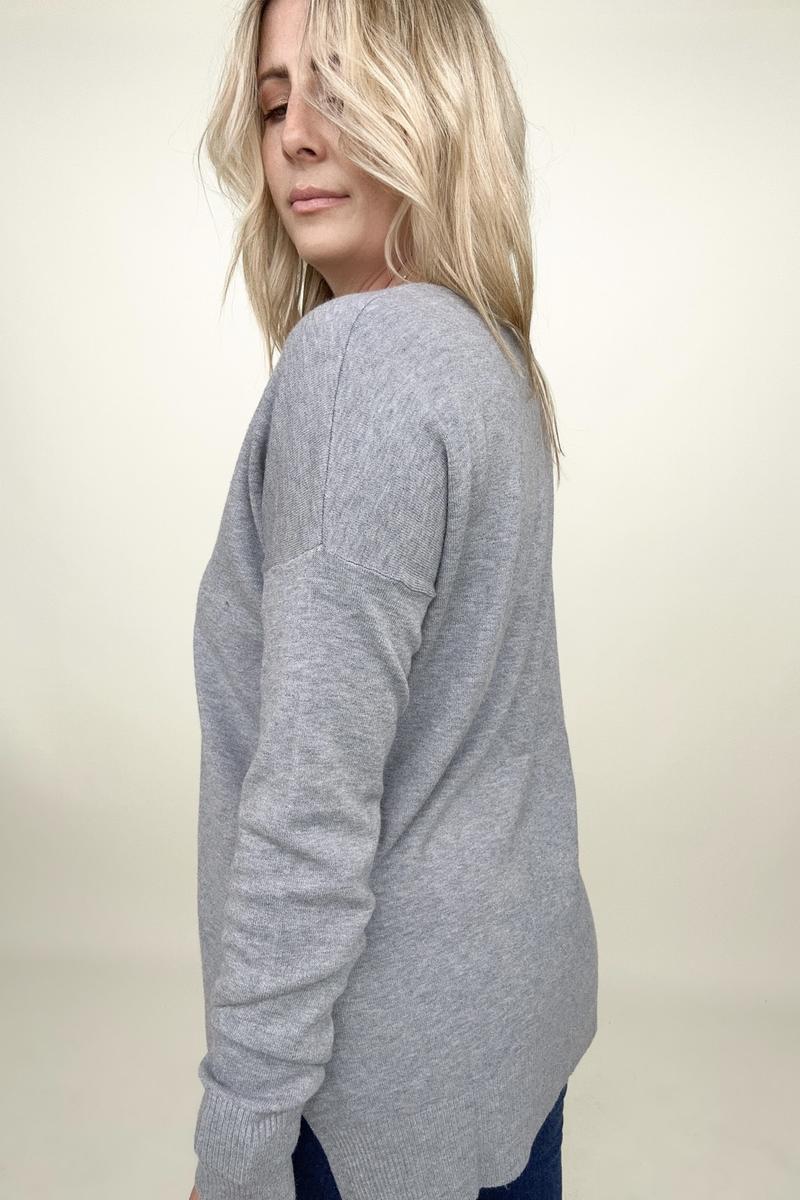Zenana Front Seam Light Knit Sweater