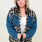 Cotton Bleu Brushed Plaid Denim Jacket
