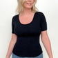 New Colors! - Fawnfit Basic Ribbed Fitted Tee with Built In Bra