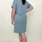 Zenana Rolled Short Sleeve V-Neck Tee Shirt Dress with Pockets