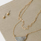 Half Moon Stone Stud & Necklace Set in Smokey Quartz
