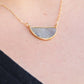 Half Moon Stone Stud & Necklace Set in Smokey Quartz
