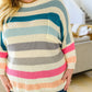 Happy Vibes Striped Quarter Sleeve Top