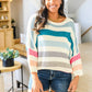 Happy Vibes Striped Quarter Sleeve Top