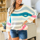 Happy Vibes Striped Quarter Sleeve Top