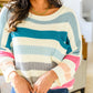 Happy Vibes Striped Quarter Sleeve Top