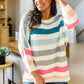 Happy Vibes Striped Quarter Sleeve Top