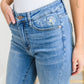 Hi-waisted Dandelion Embroidery Skinny