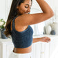 Highly Motivated Ribbed Square Neck Tank in Ash Grey