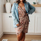 Honey Do I Ever Faux Wrap Dress in Taupe