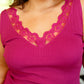 I Can Love You Better Lace Trim Tank in Berry