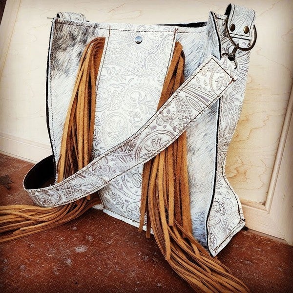 Hair on Hide Handbag w/ Oyster PaisleyAccents
