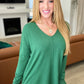 V-Neck Front Seam Sweater in Heather Dark Green
