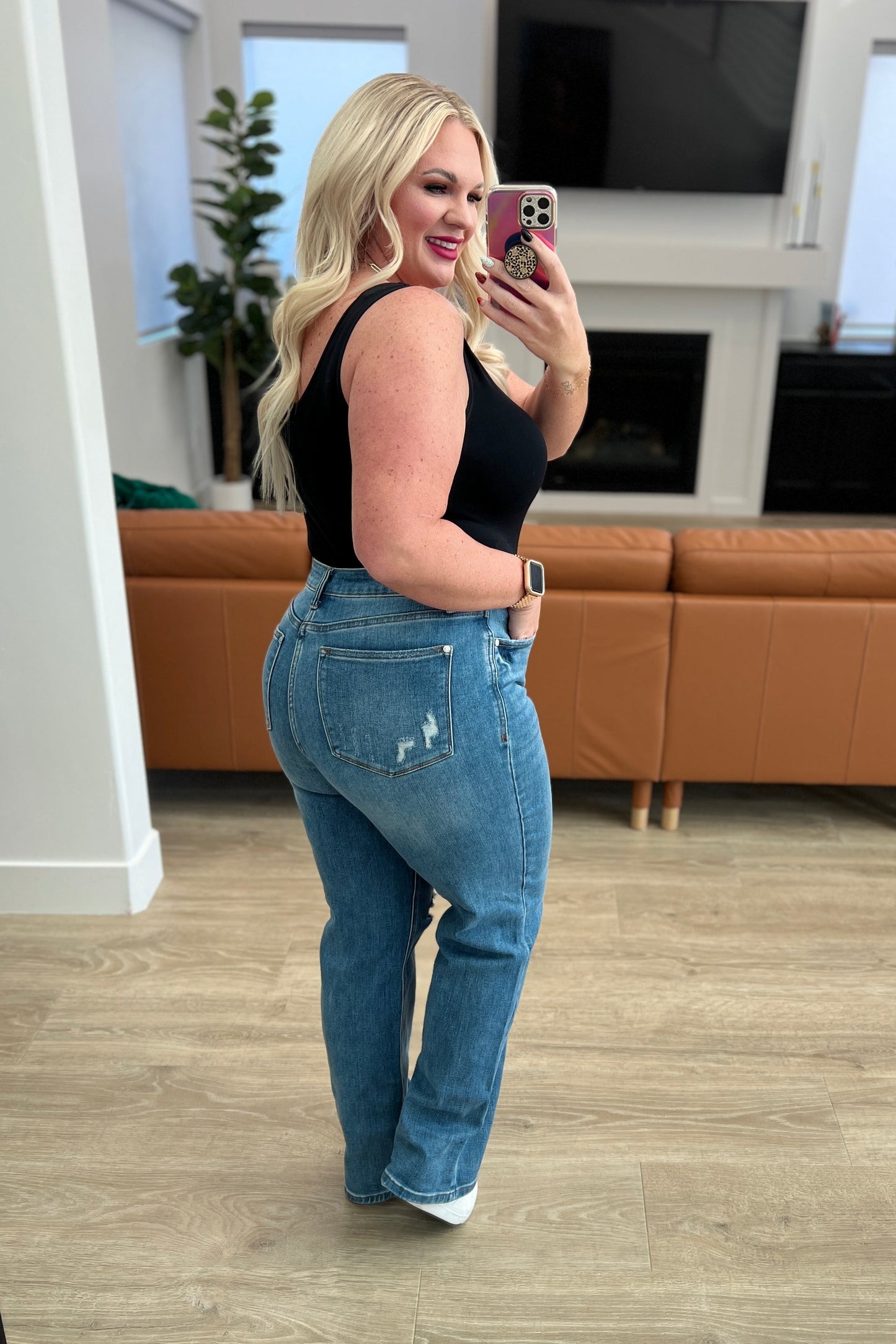 Judy Blue Carrie High Rise  Tummy Control Top 90's Straight Jeans