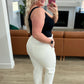 Charlene High Rise Contrast Thread Jogger in Ecru
