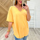 Notched Neck Drop Sleeve Top in Orange