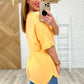Notched Neck Drop Sleeve Top in Orange