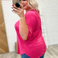 Notched Neck Drop Sleeve Top in Hot Pink