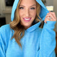 Hooded Melange Brushed Hacci Sweater in Deep Sky