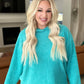 Hooded Melange Brushed Hacci Sweater in Light Teal