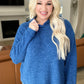 Hooded Melange Brushed Hacci Sweater in Light Navy