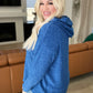 Hooded Melange Brushed Hacci Sweater in Light Navy