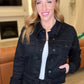 Reese Rhinestone Denim Jacket in Black