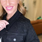 Reese Rhinestone Denim Jacket in Black