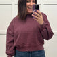 Acid Wash Oversized Pullover in Eggplant
