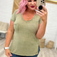 Melange Burnout V-Neck T-Shirt in Light Olive