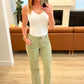Phoebe High Rise Front Seam Straight Jeans in Sage