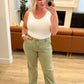 Phoebe High Rise Front Seam Straight Jeans in Sage