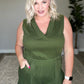 Sleeveless V-Neck Romper in Army Green