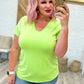 V-Neck Slim Short Sleeve Top in Lime