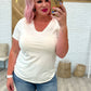 V-Neck Slim Short Sleeve Top in White