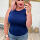 Ribbed Scoop Tank Top in Light Navy