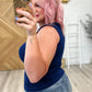 Ribbed Scoop Tank Top in Light Navy