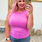 Ribbed Scoop Tank Top in Bright Mauve