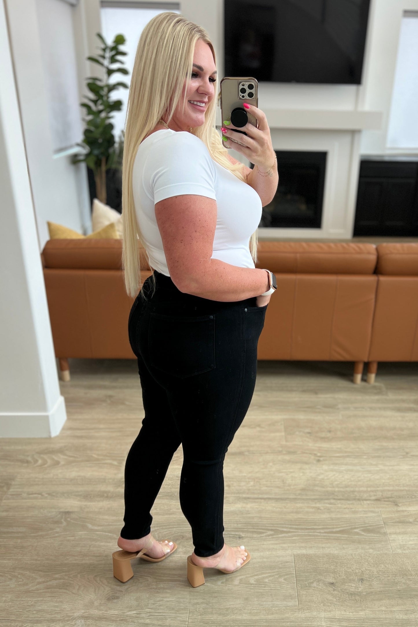Audrey High Rise  Tummy Control Top Classic Skinny Jeans in Black