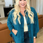 Oversized Basic Fleece Shacket in Teal