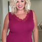I Can Love You Better Lace Trim Tank in Berry