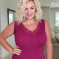 I Can Love You Better Lace Trim Tank in Berry
