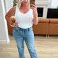 Esther Mid Rise Contrast Wash Wide Leg Jeans