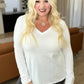 Relaxed Fit Long Sleeve V-Neck Top in White