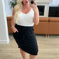 Self-Tie Tulip Hem Skirt in Black