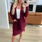 Slouchy Pocket Open Cardigan in Dark Burgundy