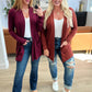 Slouchy Pocket Open Cardigan in Dark Burgundy