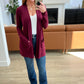 Slouchy Pocket Open Cardigan in Dark Burgundy