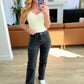 Joan High Rise Tummy  Control Top Straight Jeans in Washed Black